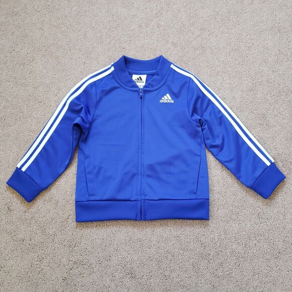 Adidas Classic Full Zip Toddler Boys 24M Royal Blue 3 Stripe Sweatsuit Tracksuit - Picture 2 of 10
